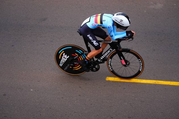 2025 UCI Road World Championships Picture by Zac Williams SWpix.com - 22 09 2025 - Cycling - 2025 UCI Road World Championships - BK Arena to Kigali Convention Centre, Kigali, Rwanda - Women Under-23 Individual Time Trial (ITT) - Lore de Schepper (Belgium) Copyright: x xSWpix.comx(t axPhotographyxHubxLtd)xZacxWilliams SWpix.comx SWP-3030-5475