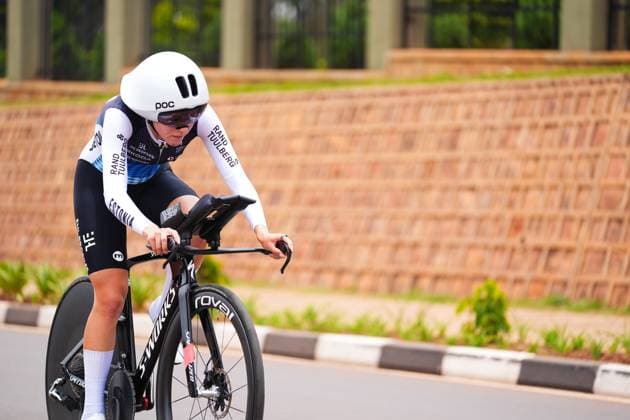 2025 UCI Road World Championships Picture by Zac Williams SWpix.com - 22 09 2025 - Cycling - 2025 UCI Road World Championships - BK Arena to Kigali Convention Centre, Kigali, Rwanda - Women Under-23 Individual Time Trial (ITT) - Elisabeth Ebras (Estonia) Copyright: x xSWpix.comx(t axPhotographyxHubxLtd)xZacxWilliams SWpix.comx SWP-3030-5494