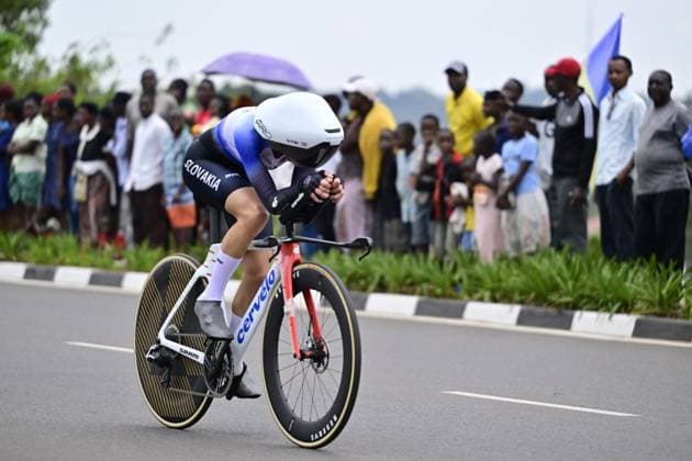 Slovak Viktoria Chlado& 328 and ova pictured in action during the Women U23 Individual Time Trial race (22,6km) at the cycling road world championships, in Kigali, Rwanda, Monday 22 September 2025. The 2025 UCI Road World Championships take place from 21 to 28 September in Kigali, Rwanda. DIRKxWAEM  x134987647x