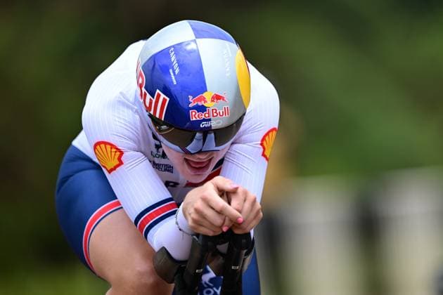 British Zoe Backstedt pictured in action during the Women U23 Individual Time Trial race (22,6km) at the cycling road world championships, in Kigali, Rwanda, Monday 22 September 2025. The 2025 UCI Road World Championships take place from 21 to 28 September in Kigali, Rwanda. DIRKxWAEM  x134988085x