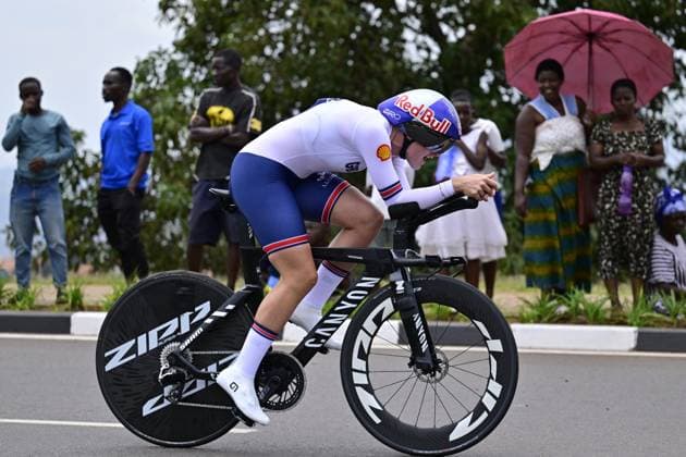 British Zoe Backstedt pictured in action during the Women U23 Individual Time Trial race (22,6km) at the cycling road world championships, in Kigali, Rwanda, Monday 22 September 2025. The 2025 UCI Road World Championships take place from 21 to 28 September in Kigali, Rwanda. DIRKxWAEM  x134988756x