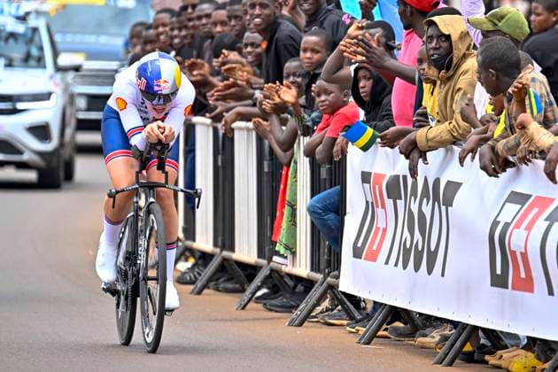 UCI 2025 Road World Championship, WM, Weltmeisterschaft Kigali 22 09 2025 KIGALI, RWANDA - SEPTEMBER 22 : Backstedt Zoe (GBR) during the Women U23 Individual Time Trial of the UCI Road World Championships 2025 92nd edition an UCI World Championships cycling race of 22.6 km with start in Kigali and finish in Kigali on September 22, 2025 in Kigali, Rwanda, 22 09 2025 Kigali Rwanda  Copyright: xJanxDexMeuleneirx