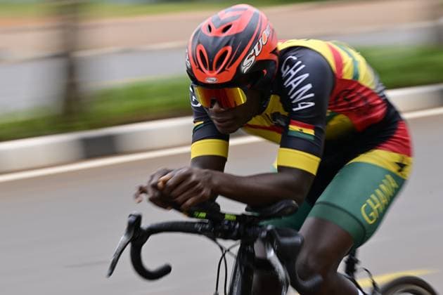 Ghanaian Emmanuel Sesi pictured in action during the Men U23 Individual Time Trial race (31,2km) at the cycling road world championships, in Kigali, Rwanda, Monday 22 September 2025. The 2025 UCI Road World Championships take place from 21 to 28 September in Kigali, Rwanda. DIRKxWAEM  x134997733x
