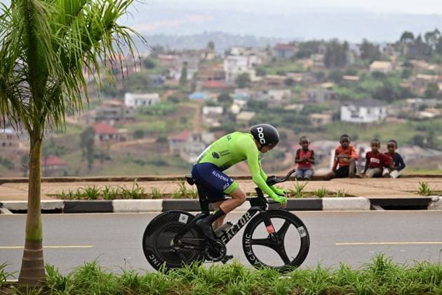 Slovenian Nejc Komac pictured in action during the Men U23 Individual Time Trial race (31,2km) at the cycling road world championships, in Kigali, Rwanda, Monday 22 September 2025. The 2025 UCI Road World Championships take place from 21 to 28 September in Kigali, Rwanda. DIRKxWAEM  x134999990x
