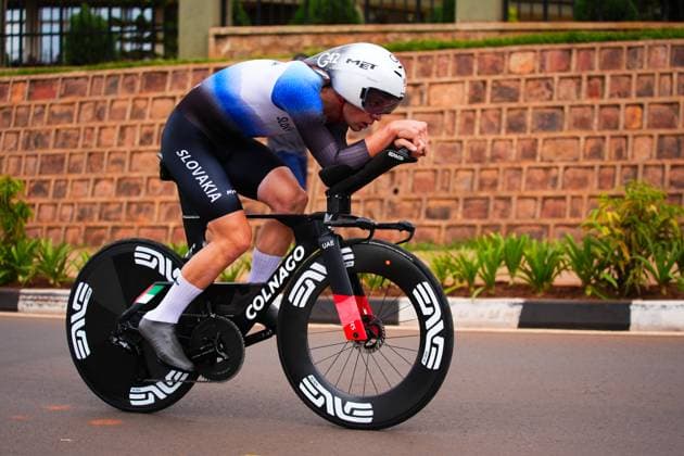 2025 UCI Road World Championships Picture by Zac Williams SWpix.com - 22 09 2025 - Cycling - 2025 UCI Road World Championships - BK Arena to Kigali Convention Centre, Kigali, Rwanda - Men Under-23 Individual Time Trial (ITT) - Matthias Schwarzbacher (Slovakia) Copyright: x xSWpix.comx(t axPhotographyxHubxLtd)xZacxWilliams SWpix.comx SWP-3030-5750
