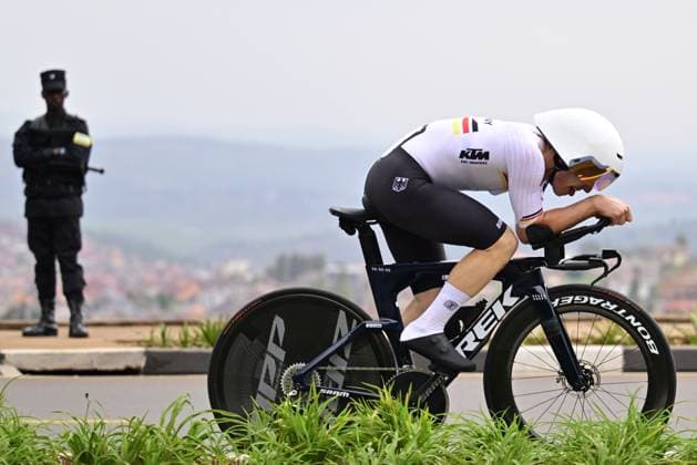 German Louis Leidert pictured in action during the Men U23 Individual Time Trial race (31,2km) at the cycling road world championships, in Kigali, Rwanda, Monday 22 September 2025. The 2025 UCI Road World Championships take place from 21 to 28 September in Kigali, Rwanda. DIRKxWAEM  x135004963x