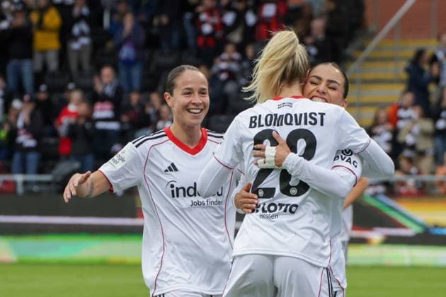 22 09 2025, xgrfx, Soccer Google Pixel Women Bundesliga, Eintracht Frankfurt RB Leipzig v l Goal, Ereleta Memeti Eintracht Frankfurt DFL DFB REGULATIONS PROHIBIT ANY USE OF PHOTOGRAPHS as IMAGE SEQUENCES and or QUASI VIDEO Frankfurt am Main