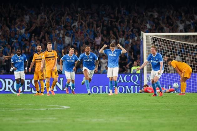 Serie A football match - 2025 26 Napoli vs. Pisa During the 2025 26 Italian Serie A football match between SSC Napoli and Pisa on September 22, 2025, at the Diego Armando Maradona Stadium in Naples. Pictured: goal the Leonardo Spinazzola of SSC Napoli NAPOLI stadio Diego Armando Maradona CAMPANIA ITALIA Copyright: xFABIOxSASSOxFabioxSassox Napoli Pisa2025_09_22Fabio Sasso4270