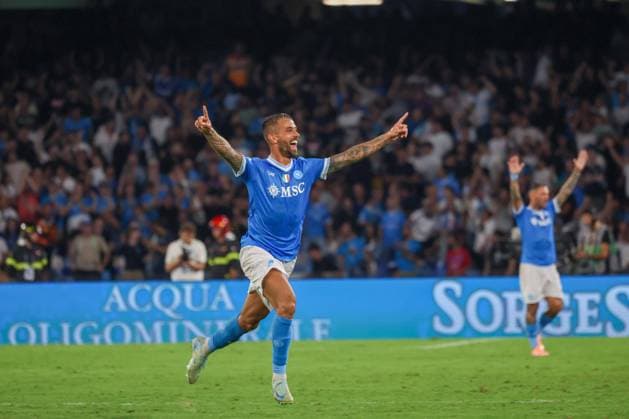 Serie A football match - 2025 26 Napoli vs. Pisa During the 2025 26 Italian Serie A football match between SSC Napoli and Pisa on September 22, 2025, at the Diego Armando Maradona Stadium in Naples. Pictured: goal the Leonardo Spinazzola of SSC Napoli NAPOLI stadio Diego Armando Maradona CAMPANIA ITALIA Copyright: xFABIOxSASSOxFabioxSassox Napoli Pisa2025_09_22Fabio Sasso4305