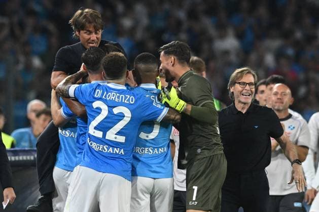 CALCIO - Serie A - SSC Napoli vs Pisa SC Lorenzo Lucca of SSC Napoli celebrates after scoring goal during the Seie A Enelive match between SSC Napoli vs Pisa FC 1909 at Diego Armndo Maradona Stadium Naples Italy  Copyright: xIPAxSport ABACAx