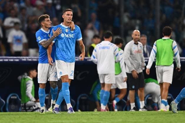 CALCIO - Serie A - SSC Napoli vs Pisa SC Lorenzo Lucca of S.S.C. Napoli celebrates after scoring the goal of 3-1 during the 4th day of the Serie A Championship between S.S.C. Napoli and A.C. Pisa 1909 at the Diego Armando Maradona Stadium on September 22, 2025 in Naples, Italy. Naples Italy  Copyright: xIPAxSport ABACAx