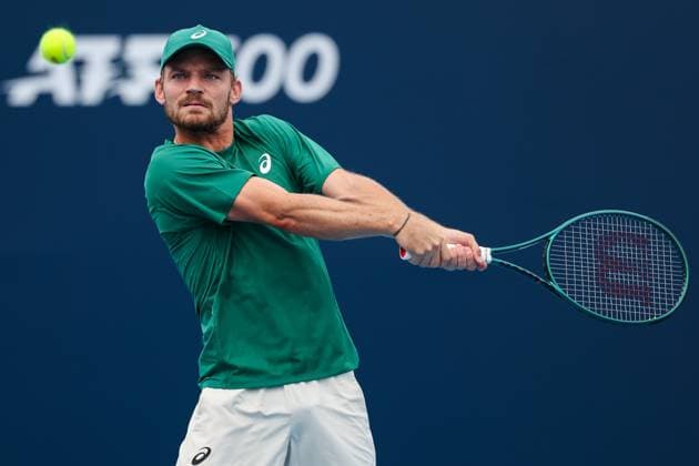 BEIJING, CHINA - SEPTEMBER 23: David Goffin of Belgium competes in the Men s Singles Qualifying first round match against Zhou Yi of China on day 2 of the 2025 China Open at National Tennis Center on September 23, 2025 in Beijing, China.  Copyright: xVCGx 111592708001