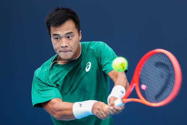 BEIJING, CHINA - SEPTEMBER 23: Sun Fajing of China competes in the Men s Singles Qualifying first round match against Terence Atmane of France on day 2 of the 2025 China Open at National Tennis Center on September 23, 2025 in Beijing, China.  Copyright: xVCGx 111592710164