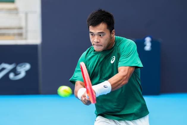 BEIJING, CHINA - SEPTEMBER 23: Sun Fajing of China competes in the Men s Singles Qualifying first round match against Terence Atmane of France on day 2 of the 2025 China Open at National Tennis Center on September 23, 2025 in Beijing, China.  Copyright: xVCGx 111592710081