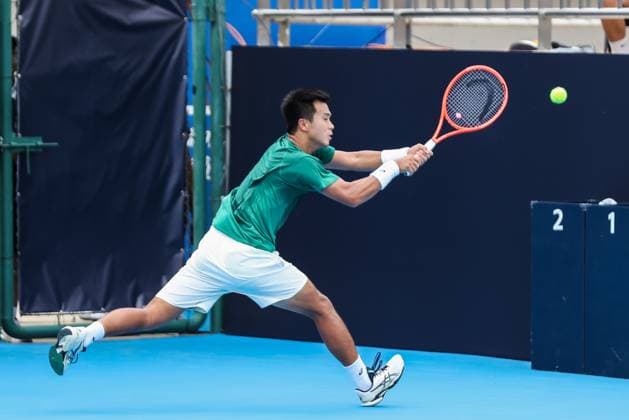 BEIJING, CHINA - SEPTEMBER 23: Sun Fajing of China competes in the Men s Singles Qualifying first round match against Terence Atmane of France on day 2 of the 2025 China Open at National Tennis Center on September 23, 2025 in Beijing, China.  Copyright: xVCGx 111592710245