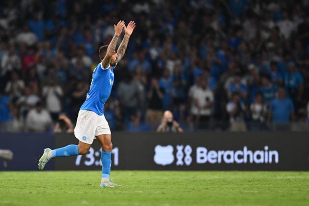 Leonardo Spinazzola of S.S.C. Napoli celebrates after scoring the goal of 2-1 during the 4th day of the Serie A Championship between S.S.C. Napoli and A.C. Pisa 1909 at the Diego Armando Maradona Stadium on September 22, 2025 in Naples, Italy.  Copyright: xDomenicoxCippitelli IPAxSportx xipa-agency.netx xx IPA_65551004 IPA_Agency_IPA65551004