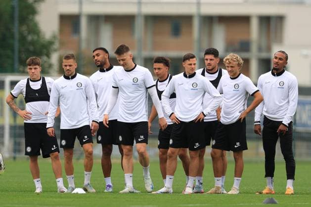 SOCCER - UEFA EL, Midtjylland vs Sturm GRAZ,AUSTRIA,23.SEP.25 - SOCCER - UEFA Europa League, FC Midtjylland vs SK Sturm Graz, preview, training Sturm. Image shows the team of Sturm.  GEPAxpictures xMarioxBuehner-Weinrauch