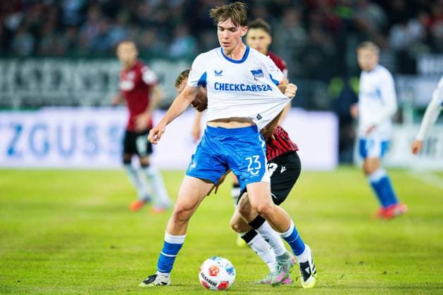 13 09 2025 Soccer, 2025 2026, 2 Bundesliga, 5 Matchday, Hannover 96 Hertha BSC Berlin L R Maurice Neubauer Hannover , Kennet Eichhorn Berlin DFL REGULATIONS PROHIBIT ANY USE OF PHOTOGRAPHS AS IMAGE SEQUENCES AND OR QUASI VIDEO