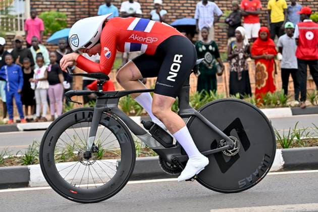 UCI 2025 Road World Championship, WM, Weltmeisterschaft Kigali 23 09 2025 KIGALI, RWANDA - SEPTEMBER 23 : Dolven Marte (NOR) during the Women Junior Individual Time Trial of the UCI Road World Championships 2025 92nd edition an UCI World Championships cycling race of 22.6 km with start in Kigali and finish in Kigali on September 23, 2025 in Kigali, Rwanda, 23 09 2025 Kigali Rwanda  Copyright: xJanxDexMeuleneirx