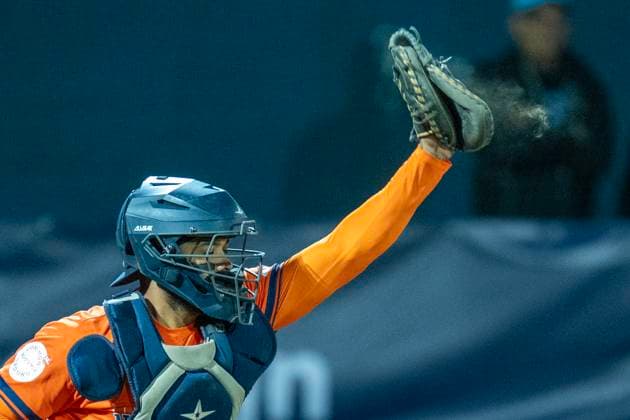 2025-09-22 Kingdom of The Netherlands v Israel - Euro Baseball championship ROTTERDAM, NETHERLANDS - SEPTEMBER 22: Hendrik Clementina of team Kingdom of the Netherlands during the Euro Baseball championship match between Kingdom of The Netherlands and Israel at Neptunus Familiestadion on September 22, 2025 in Rotterdam, Netherlands. Rotterdam Neptunus Familiestadion Netherlands Content not available for redistribution in The Netherlands directly or indirectly through any third parties. Copyright: xHenkxSeppenx