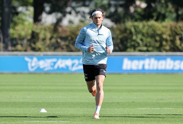 Fabian Reese single image cropping action sports football soccer season 2025 2026 2 Bundesliga men DFL 23 09 2025 Training Hertha BSC Berlin DFL regulations prohibit any use of photographs as image sequences and or quasi video