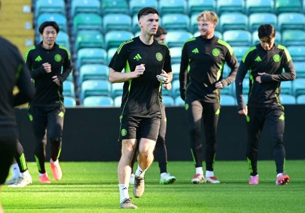 Kieran Tierney of Celtic training ahead of the UEFA Europa League match, round 1 of 8 between Crvena zvezda and Celtic FC at Celtic Park, on 23rd September 2025 in Glasgow, Scotland. (Picture by Mark Runnacles) Celtic Training Session and press conference, PK, Pressekonferenz UEFA Europa League, Football, Scotland, UK - 23 Sep 2025Belgrade Rajko Mitic Stadium Serbia EDITORIAL USE ONLY No use with unauthorised audio, video, data, fixture lists, club league logos or live services. Online in-match use limited to 120 images, no video emulation. No use in betting, games or single club league player publications. Copyright: xMarkxRunnacles Shutterstockx 15499179at