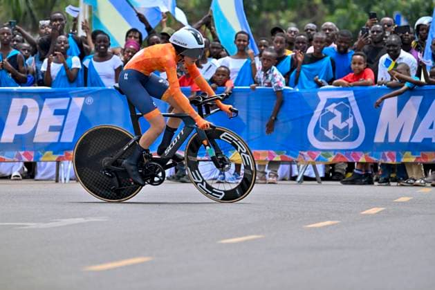 UCI 2025 Road World Championship, WM, Weltmeisterschaft Kigali 23 09 2025 KIGALI, RWANDA - SEPTEMBER 23 : Arens Megan (NED) during the Women Junior Individual Time Trial of the UCI Road World Championships 2025 92nd edition an UCI World Championships cycling race of 18.3 km with start in Kigali and finish in Kigali on September 23, 2025 in Kigali, Rwanda, 23 09 2025 Kigali Rwanda  Copyright: xJanxDexMeuleneirx