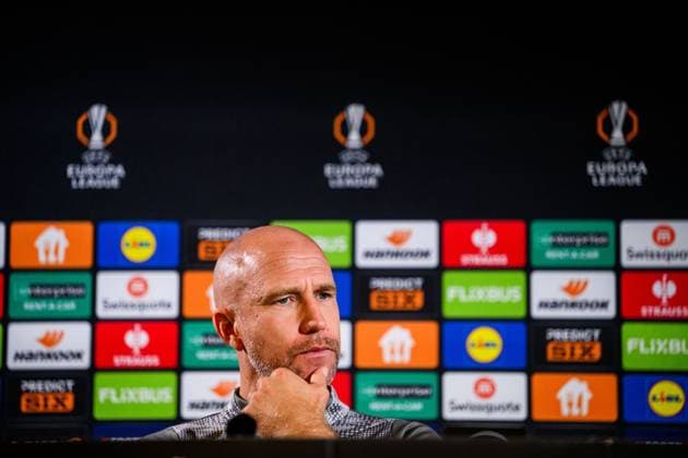 250923 Head coach Henrik Rydström of Malmö FF at a press conference on September 23, 2025 in Malmö Photo Ludvig Thunman BILDBYRAN kod LT LT0729 fotboll football soccer fotball uefa europa league europa league presskonferens press conference malmö ff bbeng  Copyright: LUDVIGxTHUNMAN BB250923LT048