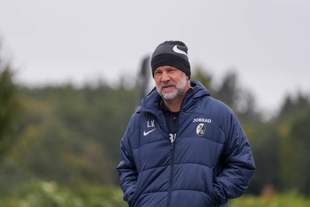 Lars Vossler SC Freiburg, Co Coach , last media training session of SC Freiburg before the first Europa League match in the league phase, Germany, Football, UEFA Europa League, Matchday 1, 2025 2026, SC Freiburg vs FC Basel, 23 09 2025, last media training session of SC Freiburg before the first Europa League match in the league phase, Europa Park Stadion, Freiburg, Germany Freiburg Europa Park Stadion Baden Württemberg Germany Copyright: xArnexAmbergx