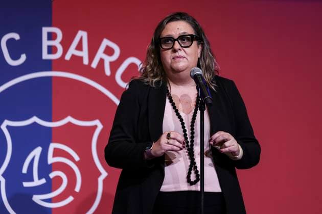 September 23, 2025, Barcelona, Barcelona, SPAIN: Elena Fort, institutional vice president of FC Barcelona, Barca attends her press conference, PK, Pressekonferenz to report on her visit to the construction site of Spotify Camp Nou Stadium on September 23, 2025 in Barcelona, Spain. Barcelona SPAIN - ZUMAa181 20250923_zaa_a181_003 Copyright: xJavierxBorregox