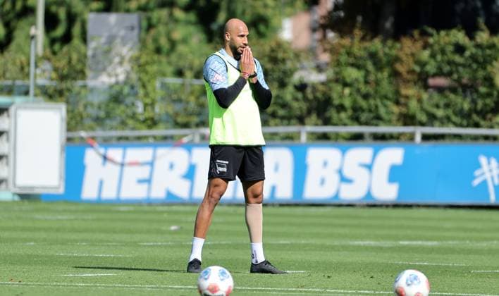 John Anthony Brooks single image cropping action sport football soccer season 2025 2026 2 Bundesliga men DFL 23 09 2025 Training Hertha BSC Berlin DFL regulations prohibit any use of photographs as image sequences and or quasi video