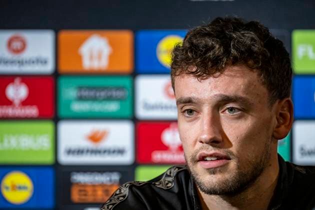 MALMÖ 2025 09 23 Malmö FFs Colin Rösler at Tuesdays press conference at the New Malmö Stadium ahead of the Europa League match against Ludogorets MALMÖ SWEDEN x50090x  Copyright: xJohanxNilssonx xTTx MFF PK EUROPA LEAGUE