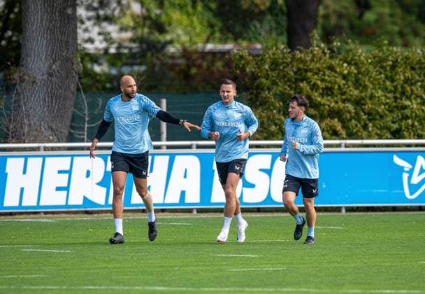 Soccer, Men, Season 2025 26, 2 Bundesliga, Hertha BSC, Training, f l John Anthony Brooks Hertha BSC , Paul Seguin Hertha BSC , Diego Demme Hertha BSC , 23 09 2025, Copyright: xSebastianxRäppold MatthiasxKochx