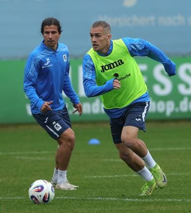 23 09 2025, TSV 1860 Training, Gruenwalderstrasse Muenchen, Soccer, Sports, in the picture Tunay Deniz TSV 1860 Muenchen and Sigurd Haugen TSV 1860 Muenchen