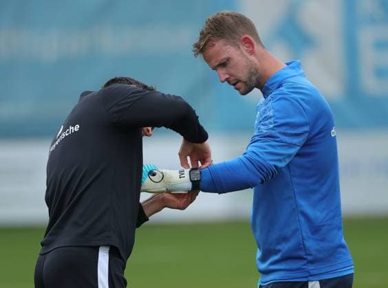 23 09 2025, TSV 1860 Training, Gruenwalderstrasse Muenchen, Soccer, Sports, in the picture Rene Vollath TSV 1860 and Thomas Daehne TSV 1860 Muenchen