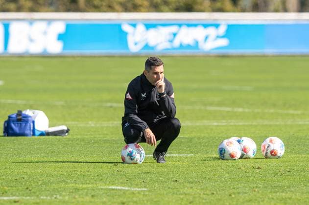 Soccer, Men, Season 2025 26, 2 Bundesliga, Hertha BSC, Training, Coach Stefan Leitl Hertha BSC , 23 09 2025, Copyright: xSebastianxRäppold MatthiasxKochx