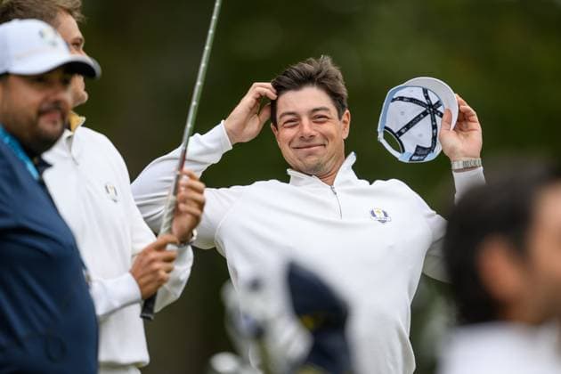 250923 Viktor Hovland of Team Europe during a photo session on day 3 of the Ryder Cup on September 23, 2025 in New York Photo Jesper Zerman BILDBYRAN kod JZ JZ0614 golf ryder cup usa europe bbeng sverige norge  Copyright: JESPERxZERMAN BB250923JZ010