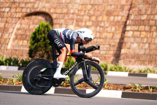 2025 UCI Road World Championships Picture by Zac Williams SWpix.com - 23 09 2025 - Cycling - 2025 UCI Road World Championships - BK Arena to Kigali Convention Centre, Kigali, Rwanda - Men Junior Individual Time Trial (ITT) - Yousuf Amiri (United Arab Emirates) Copyright: x xSWpix.comx(t axPhotographyxHubxLtd)xZacxWilliams SWpix.comx SWP-3030-6161