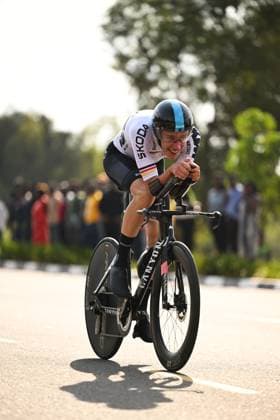 2025 UCI Road World Championships Picture by Chris Auld SWpix.com - 23 09 2025 - Cycling - 2025 UCI Road World Championships - BK Arena to Kigali Convention Centre, Kigali, Rwanda - Men Junior Individual Time Trial (ITT) - Zeno Levi Winter (Germany) Copyright: x xSWpix.comx(t axPhotographyxHubxLtd)xChrisxAuld SWpix.comx SWP-3030-6194