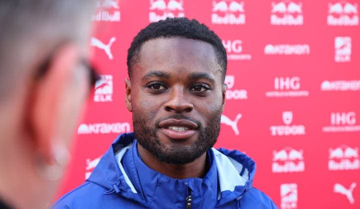 RB Leipzig Training Bundesliga Leipzig, 23 09 2025, Training Center Cottaweg, Soccer Bundesliga , RB Leipzig Training , In the picture Ridle Baku 17, RB Leipzig in an interview , Picture Point