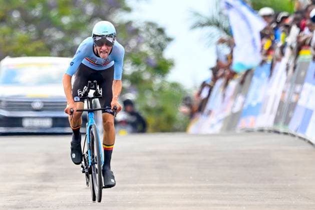 UCI 2025 Road World Championship, WM, Weltmeisterschaft Kigali 23 09 2025 KIGALI, RWANDA - SEPTEMBER 23 : Van Kerckhove Seff (BEL) during the Men Junior Individual Time Trial of the UCI Road World Championships 2025 92nd edition an UCI World Championships cycling race of 22.6 km with start in Kigali and finish in Kigali on September 23, 2025 in Kigali, Rwanda, 23 09 2025 Kigali Rwanda  Copyright: xJanxDexMeuleneirx