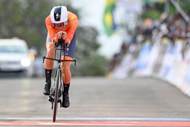UCI 2025 Road World Championship, WM, Weltmeisterschaft Kigali 23 09 2025 KIGALI, RWANDA - SEPTEMBER 23 : Mouris Michiel (NED) during the Men Junior Individual Time Trial of the UCI Road World Championships 2025 92nd edition an UCI World Championships cycling race of 22.6 km with start in Kigali and finish in Kigali on September 23, 2025 in Kigali, Rwanda, 23 09 2025 Kigali Rwanda  Copyright: xJanxDexMeuleneirx