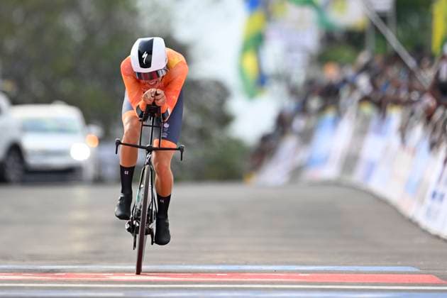 UCI 2025 Road World Championship, WM, Weltmeisterschaft Kigali 23 09 2025 KIGALI, RWANDA - SEPTEMBER 23 : Mouris Michiel (NED) during the Men Junior Individual Time Trial of the UCI Road World Championships 2025 92nd edition an UCI World Championships cycling race of 22.6 km with start in Kigali and finish in Kigali on September 23, 2025 in Kigali, Rwanda, 23 09 2025 Kigali Rwanda  Copyright: xJanxDexMeuleneirx