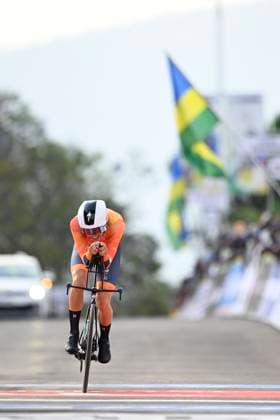 UCI 2025 Road World Championship, WM, Weltmeisterschaft Kigali 23 09 2025 KIGALI, RWANDA - SEPTEMBER 23 : Mouris Michiel (NED) during the Men Junior Individual Time Trial of the UCI Road World Championships 2025 92nd edition an UCI World Championships cycling race of 22.6 km with start in Kigali and finish in Kigali on September 23, 2025 in Kigali, Rwanda, 23 09 2025 Kigali Rwanda  Copyright: xJanxDexMeuleneirx
