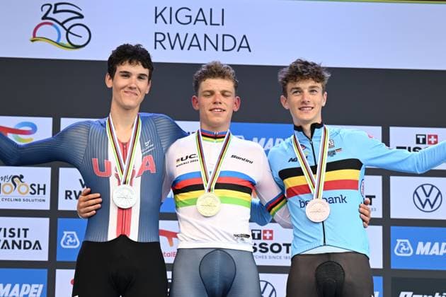 23-09-2025 World Championships Junior Man Cronometro; 2025, Olanda; 2025, Usa; 2025, Belgium; Mouris, Michiel; Barry, Ashlin; Van Kerckhove, Seff; Kigali; 