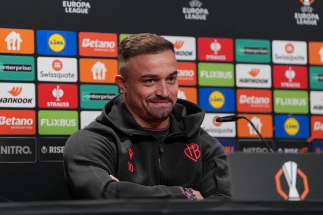 Xherdan Shaqiri FC Basel, 10 , FC Basel press conference ahead of the first Europa League match in the league phase, Press conference, Germany, Football, UEFA Europa League, Matchday 1, 2025 2026, SC Freiburg vs FC Basel, 23 09 2025, FC Basel press conference ahead of the first Europa League match in the league phase, Press conference, Switzerland, Europa Park Stadion, Freiburg, Germany Freiburg Europa Park Stadion Baden Württemberg Germany Copyright: xArnexAmbergx