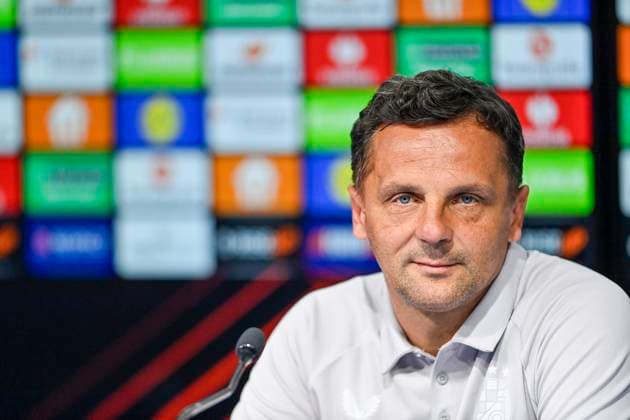 PXL_GNK DInamo UEFA press GNK DInamo head coach Mario Kovacevic during press conference, PK, Pressekonferenz on the occasion of UEFA Europe League match with Fenerbahce F.K. in Zagreb, Croatia on 23. September 2025.  IgorxSoban PIXSELL