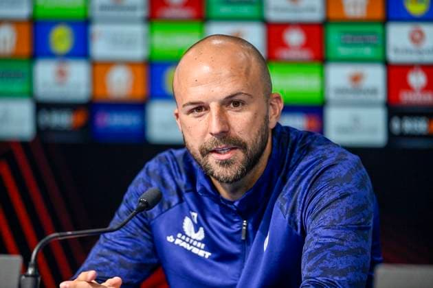 PXL_GNK DInamo UEFA press GNK Dinamo player Josip Misic during press conference, PK, Pressekonferenz on the occasion of UEFA Europe League match with Fenerbahce F.K. in Zagreb, Croatia on 23. September 2025.  IgorxSoban PIXSELL