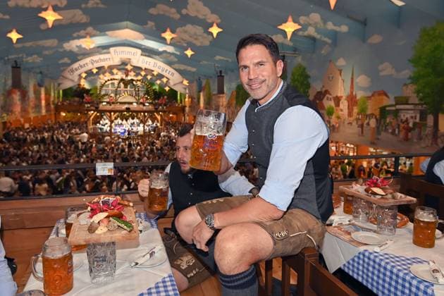 Patrick GLOECKNER Trainer 1860 mt Masskrug,Mass Bier TSV 1860 Muenchen at the 190 Oktoberfest 2025 on 23 09 2025 in the Hacker Festzelt