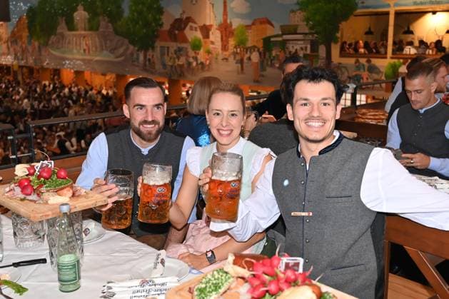 Morris SCHROETER with partner, TSV 1860 Muenchen at the 190 Oktoberfest 2025 on 23 09 2025 in the Hacker Festzelt